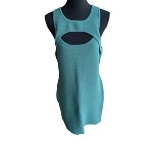 Listicle Women's Teal Sleeveless Ribbed Cutout Bodycon Dress Size Large NWT